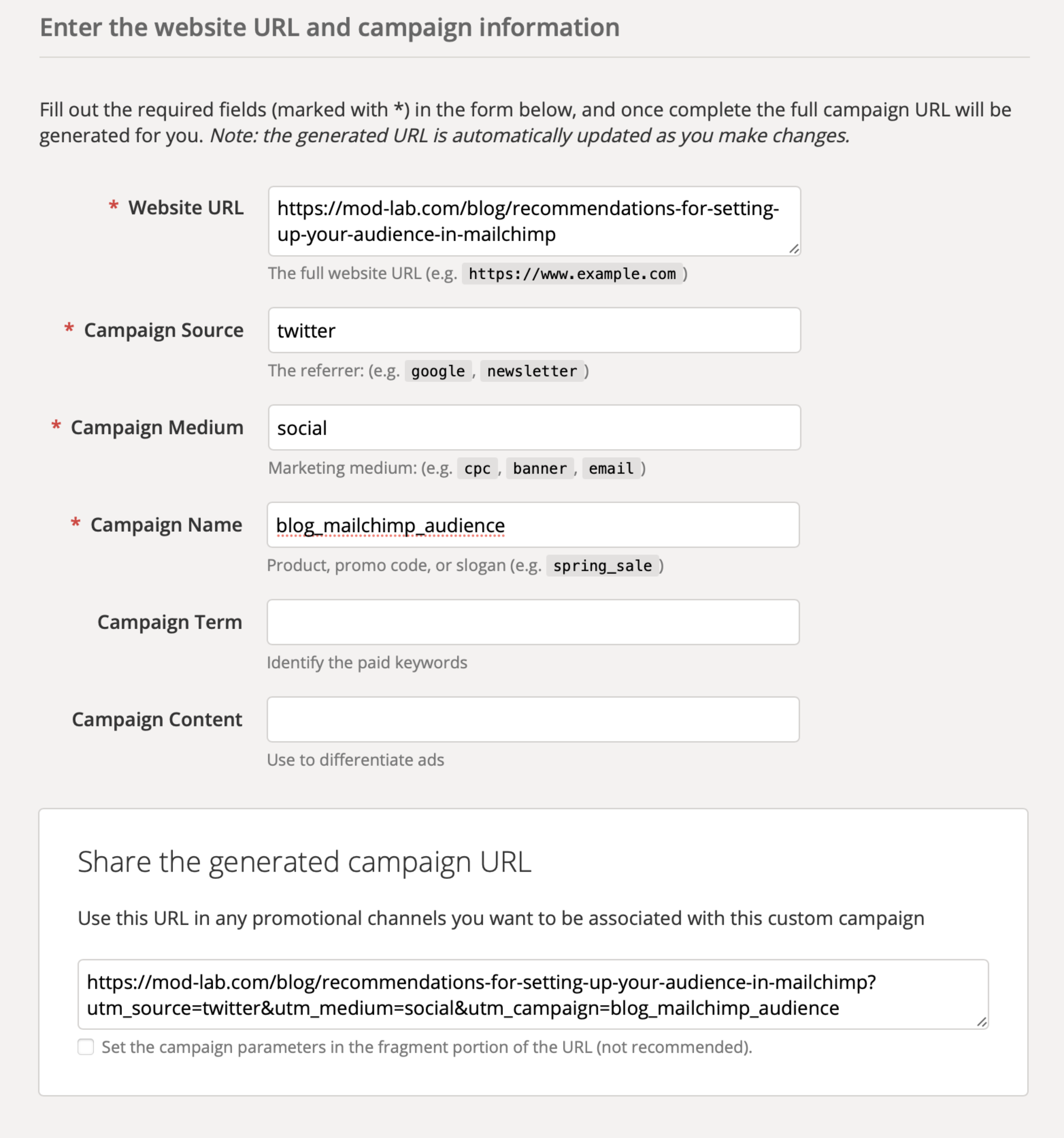 Campaign url builder