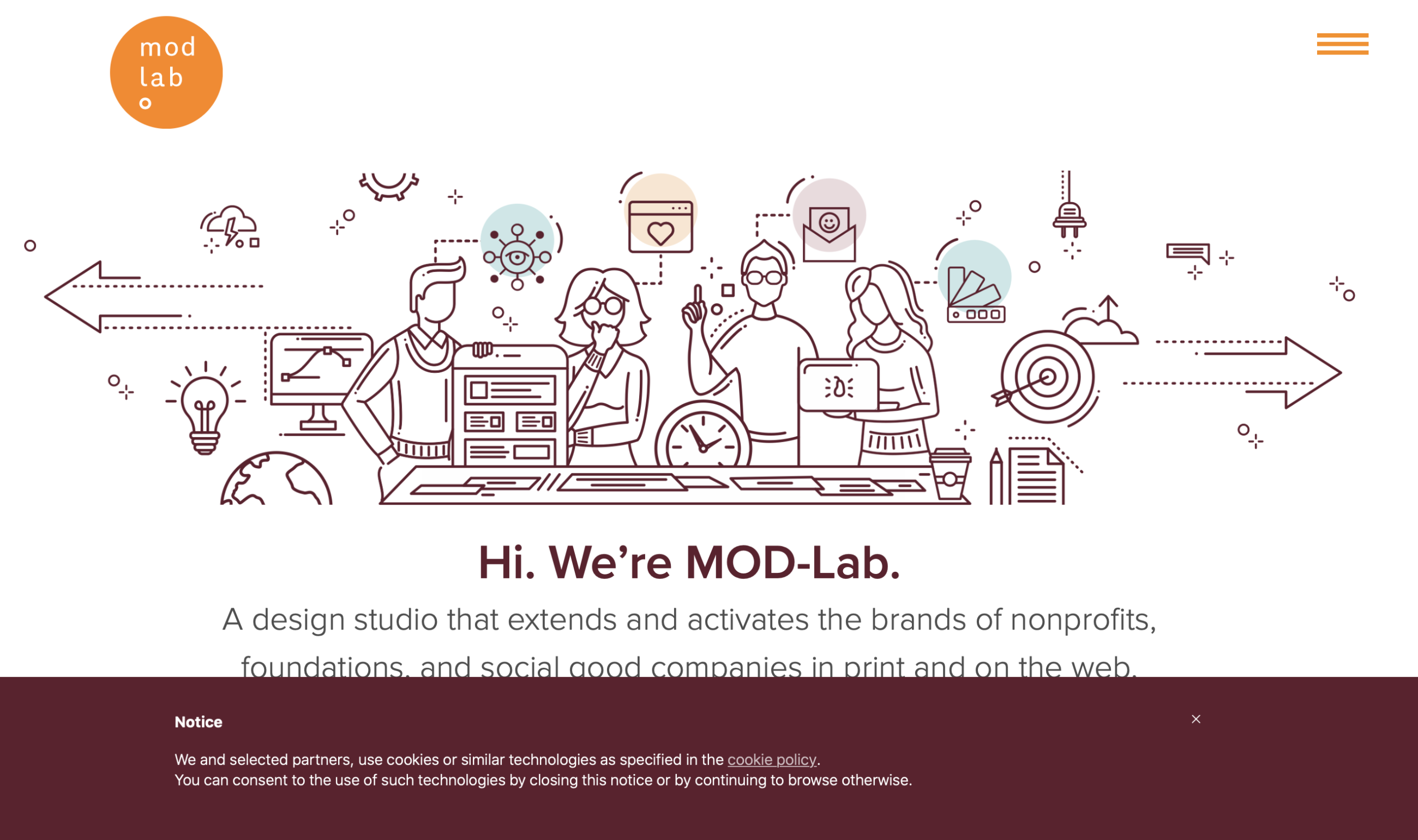Mod lab homepage cookie banner
